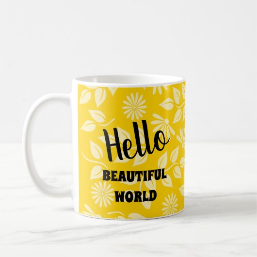 Fun-Blätter Daisies Muster Bright Yellow Template Kaffeetasse (Links)