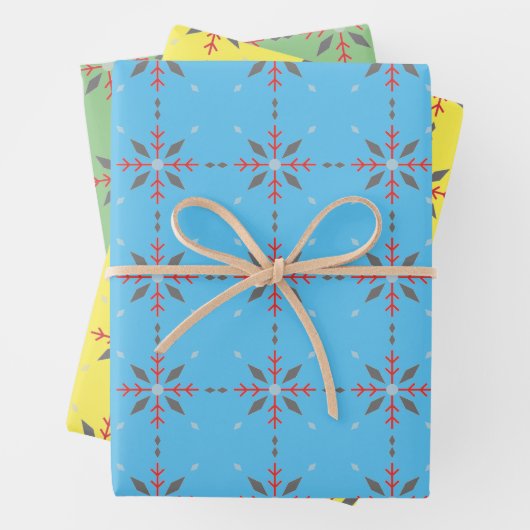 Fun blau, grün, gelb, hell geschenkpapier set (Beispiel)