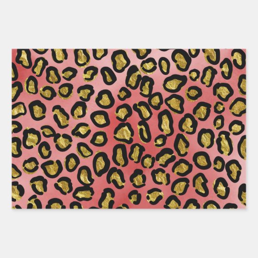 Fun Blau, Rosa, Lila Leopardendrucke Geschenkpapier Set (Vorderseite 2)