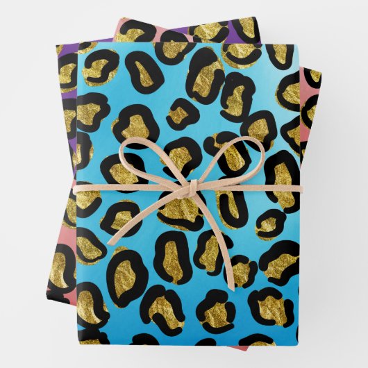 Fun Blau, Rosa, Lila Leopardendrucke Geschenkpapier Set (Beispiel)