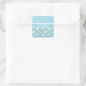 Fun Blau und Weiß Buchzeichen mit Comic Sheep Quadratischer Aufkleber (Tasche)