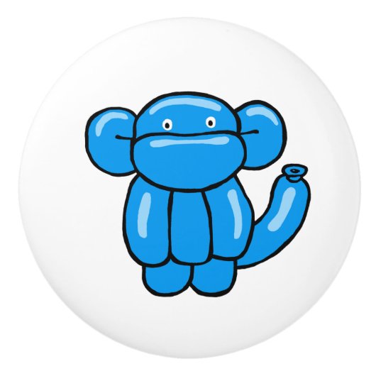 Fun blauer Ballon Tier Affen Design Keramikknauf (Vorderseite)