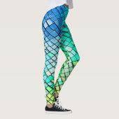 Fun Blue Abstrakt Geometric Mermaid Scales Pattern Leggings (Rechts)