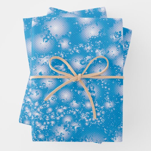 Fun BLUE Abstrakt Ink Super Splash Muster Geschenkpapier Set (Beispiel)