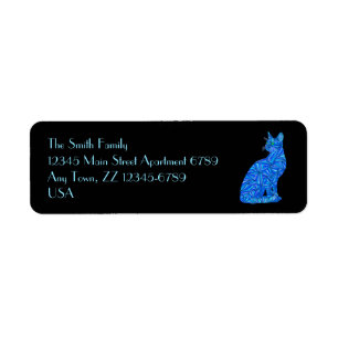 Fun Blue Abstrakt Sitting Cat Art Address Labels