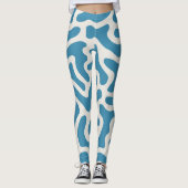 Fun blue abstrakter, stilvoller Aktiv-Spaß Leggings (Vorderseite)