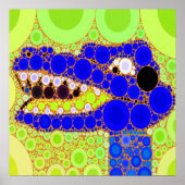 Fun Blue Alligator Krokodile Retro Circles Mosaik Poster (Vorne)