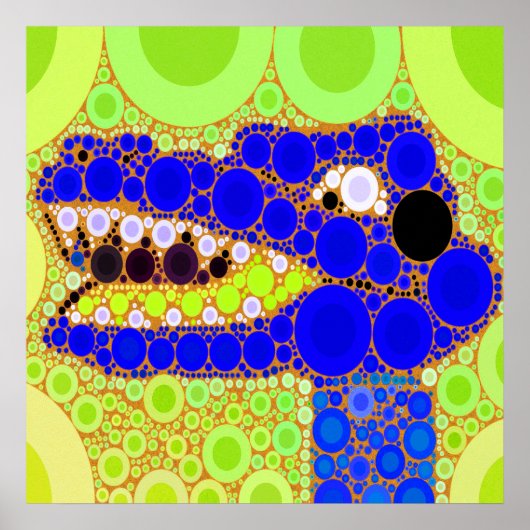 Fun Blue Alligator Krokodile Retro Circles Mosaik Poster (Vorne)