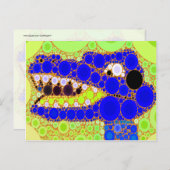 Fun Blue Alligator Krokodile Retro Circles Mosaik Postkarte (Vorne/Hinten)