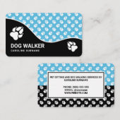 Fun Blue and Black Dog Paws Dog Walker Pet Sitzen Visitenkarte (Vorne/Hinten)