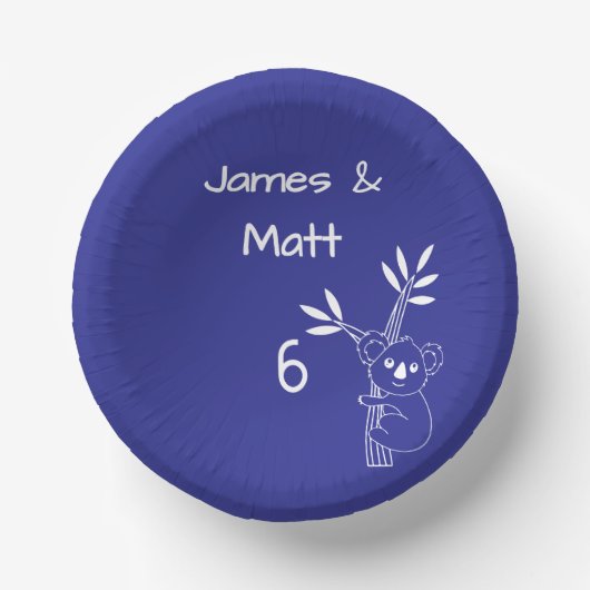 Fun Blue Australian Animals Twin 6. Geburtstag Pappteller (Vorderseite)