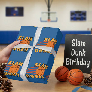 Fun Blue Basketball Slam Dunk Kindergeburtstag Ges Geschenkpapier