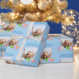 Fun Blue Birthday Personalisiert Foto Tulip Blume Geschenkpapier