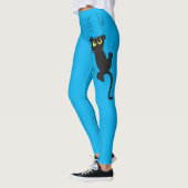 Fun Blue Black Cat Scratchig Asymmetrischer Cartoo Leggings (Links)