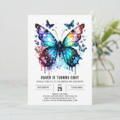 Fun Blue Butterfly Junge Geburtstag Einladung (Stehend Vorderseite)