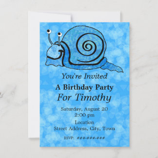 Fun Blue Cartoon Geburtstag Smilch Schnecke Aqua B Einladung
