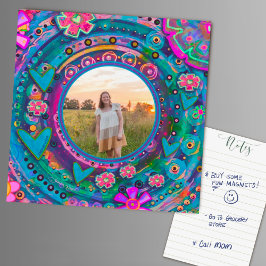 Fun Blue Custom Family Foto farbenfroh und blumenr Magnetkarte