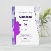 Fun Blue Dance Party Einladung zum 16. Geburtstag (Stehend Vorderseite)