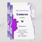 Fun Blue Dance Party Einladung zum 16. Geburtstag (Vorne/Hinten)