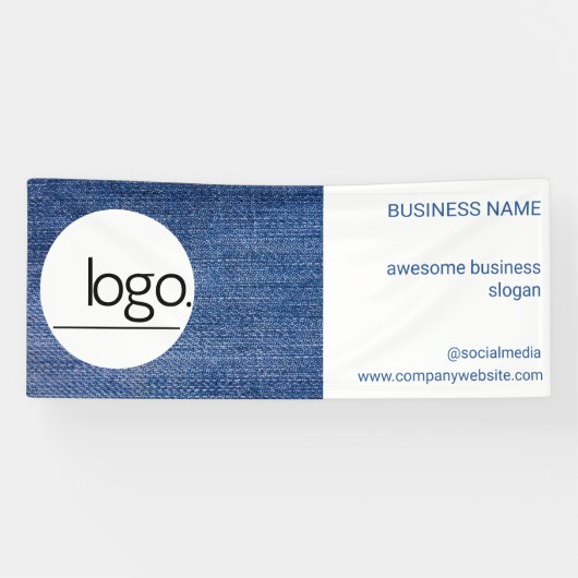 FUN BLUE DENIM JEAN LOGO BUSINESS DECOR MARKETING BANNER (Horizontal)