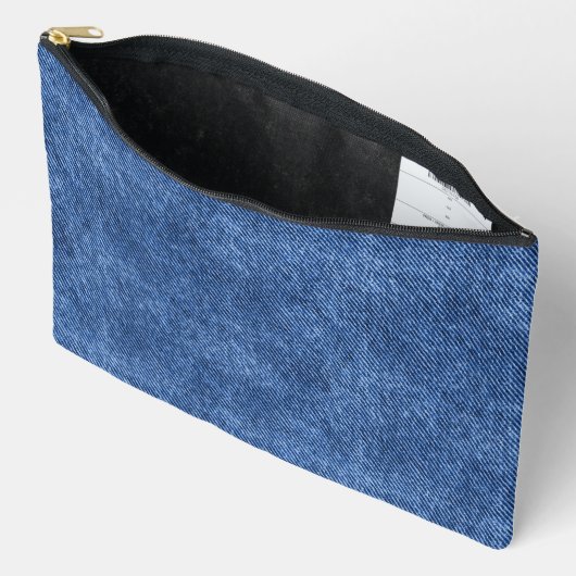 Fun Blue Denim Muster Zubehörtasche (Offen)