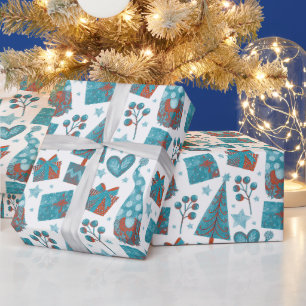 Fun Blue Festive Gonks Weihnachtsgeschenk Geschenkpapier