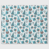 Fun Blue Festive Gonks Weihnachtsgeschenk Geschenkpapier (Flach)
