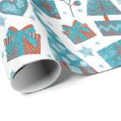 Fun Blue Festive Gonks Weihnachtsgeschenk Geschenkpapier (Rolleneckpunkt)