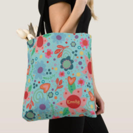 Fun Blue Funky Floral Inspirivity Tasche