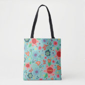 Fun Blue Funky Floral Inspirivity Tasche (Vorderseite)