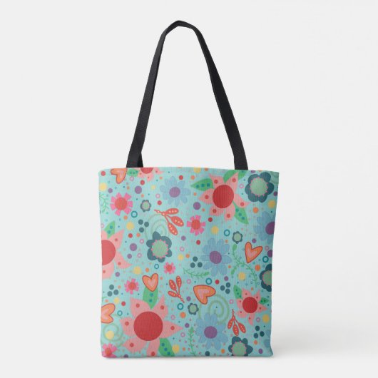 Fun Blue Funky Floral Inspirivity Tasche (Rückseite)