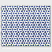 Fun Blue Glitzer Star Pattern auf Weiß Geschenkpapier (Flach)