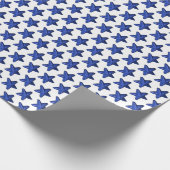 Fun Blue Glitzer Star Pattern auf Weiß Geschenkpapier (Ecke)