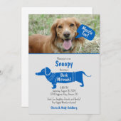 Fun Blue Gray Pet Dog Muzzle Tov Bark Mitzvah Einladung (Vorne/Hinten)