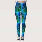 Fun Blue Green Gefärbte Krawatte Snowflake Muster Leggings (Vorderseite)