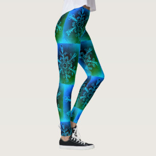Fun Blue Green Gefärbte Krawatte Snowflake Muster Leggings