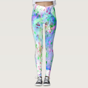 Fun Blue Green Lila & Pink Paint Spritzer Leggings