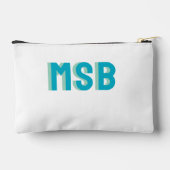 Fun Blue Green Shadow Block Monogram, Custom Zubehörtasche (Rückseite)