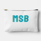Fun Blue Green Shadow Block Monogram, Custom Zubehörtasche (Vorderseite)