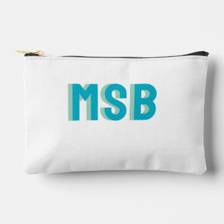 Fun Blue Green Shadow Block Monogram, Custom Zubehörtasche