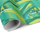 Fun Blue Green Yellow Chameleon Wrapping Paper Geschenkpapier (Rolleneckpunkt)
