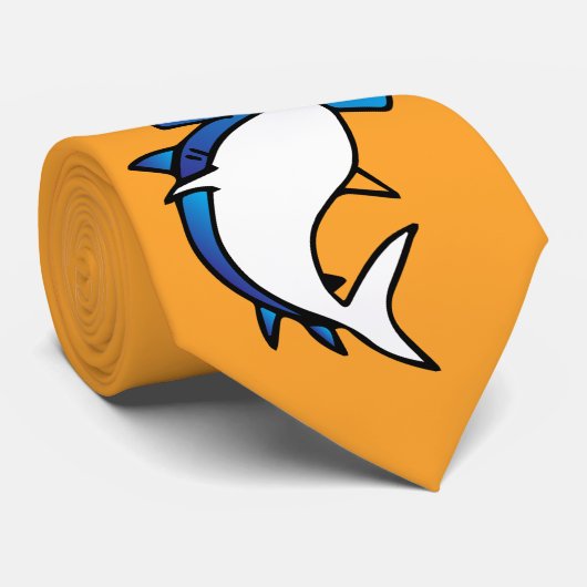 Fun Blue Hammerhead Shark Cartoon Neck Tie Krawatte (Gerollt)