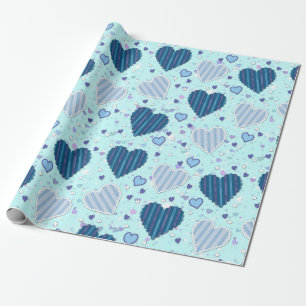 Fun Blue Hearts Geschenkpapier