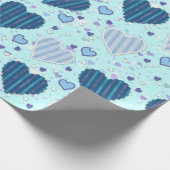 Fun Blue Hearts Geschenkpapier (Ecke)