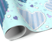 Fun Blue Hearts Geschenkpapier (Rolleneckpunkt)