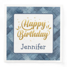 Fun Blue Jean Denim Birthday Paper Napkin