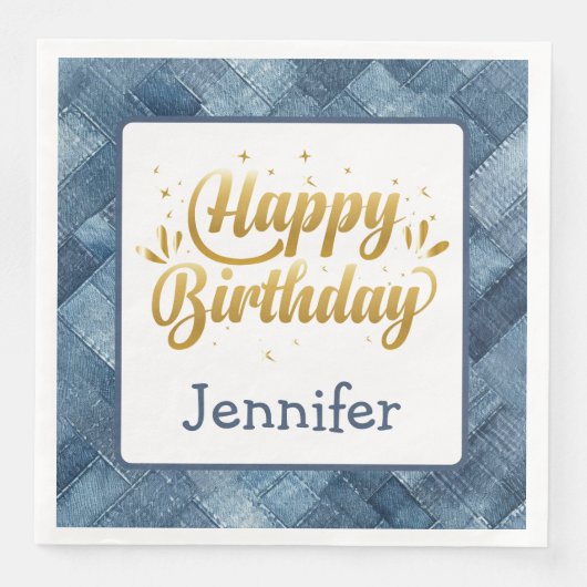 Fun Blue Jean Denim Birthday Paper Napkin Serviette (Vorderseite)