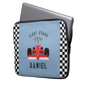 Fun Blue Kids Red Racing Car Laptopschutzhülle (Vorderseite Links)