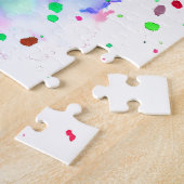 Fun Blue Lila Pink & Green Paint Spritzer Puzzle (Seite)