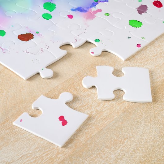 Fun Blue Lila Pink & Green Paint Spritzer Puzzle (Seite)
